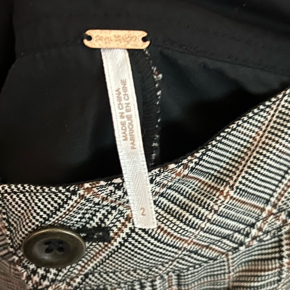 Free People Extreme Tailored Wide-Leg Pants Plaid Gray Women’s Size 2 - Picture 6 of 8